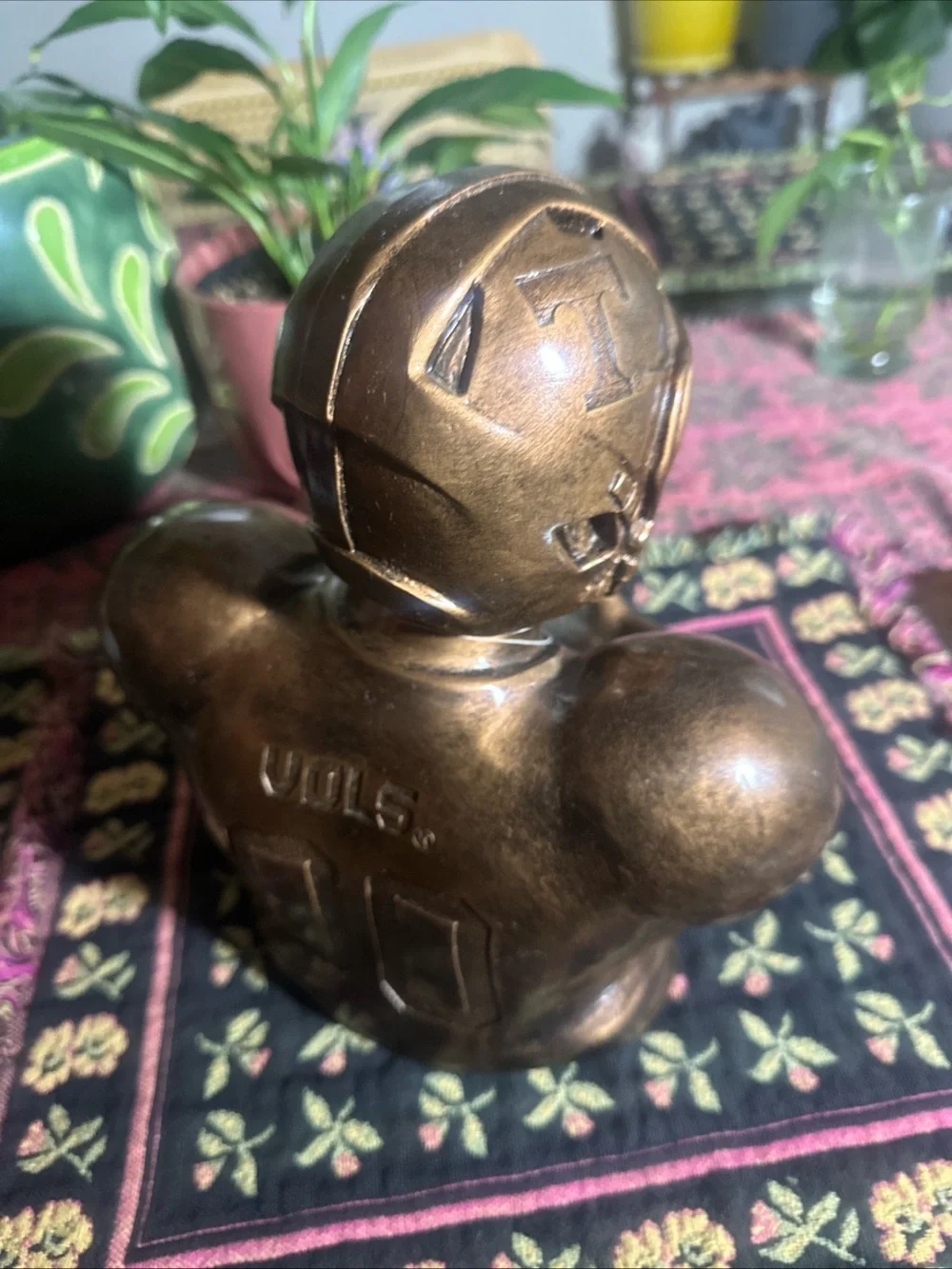 Tennessee University Vols Football Bronze Veneer Wine Bottle Holder Barware NEW